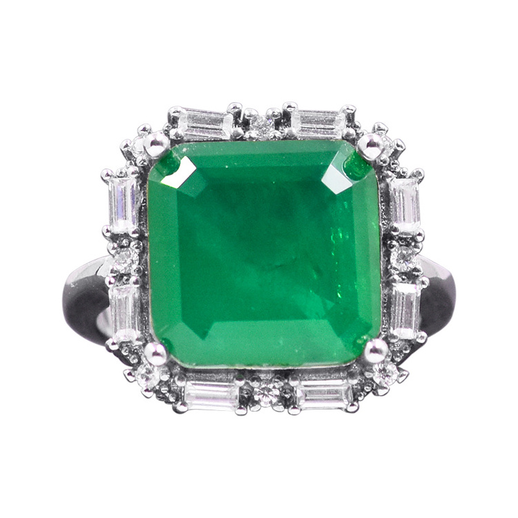 2023 colored crystal fusion stone ring synthetic emerald gemstone jewelry set for women