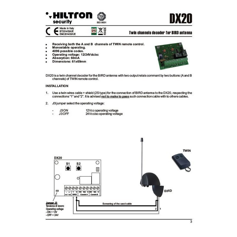 Made in Italy by HILTRON alarm system components TRADITIONAL CONTROL SYSTEM KIT PRIVATE LABEL AVAILABLE