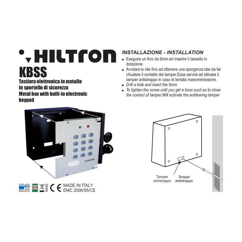 Made in Italy by HILTRON alarm system components KEYBOARD WITH SAFETY DOOR PRIVATE LABEL AVAILABLE