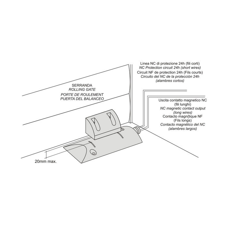 Made in Italy HILTRON alarm system components MAGNETIC CONTACT SENSOR FOR ROLLING SHUTTERS PRIVATE LABEL AVAILABLE