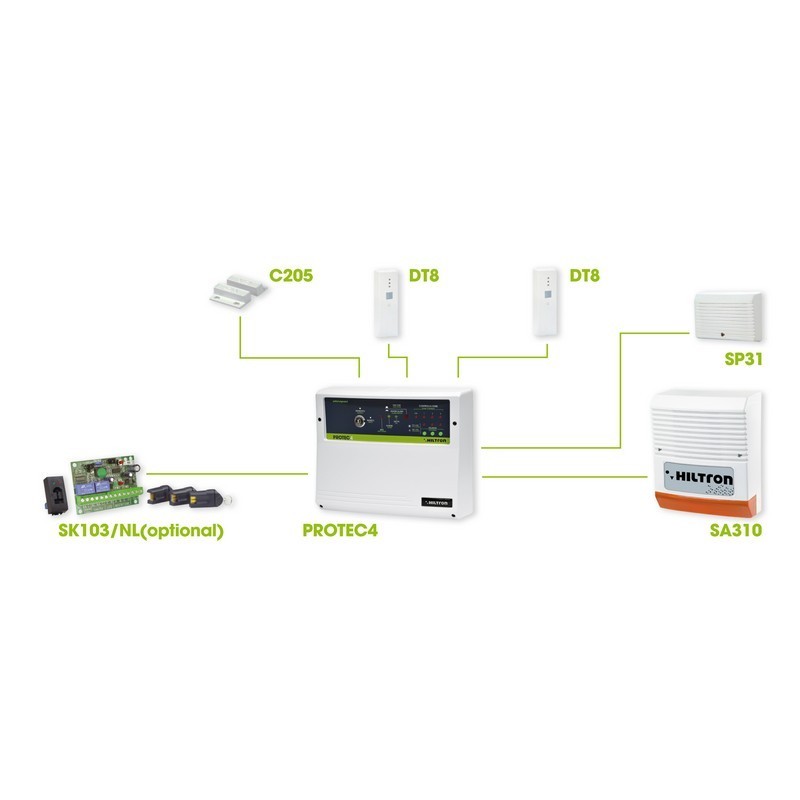 Made in Italy by HILTRON alarm system components 4 ZONES WIRED BURGLAR CENTRAL UNIT PRIVATE LABEL AVAILABLE