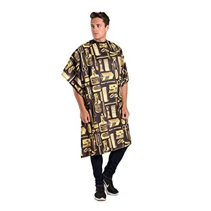 Print Barber Cutting Cape Stylish Lightweight Fabric Repels Hair Classic Color and Pattern Water-Resistant