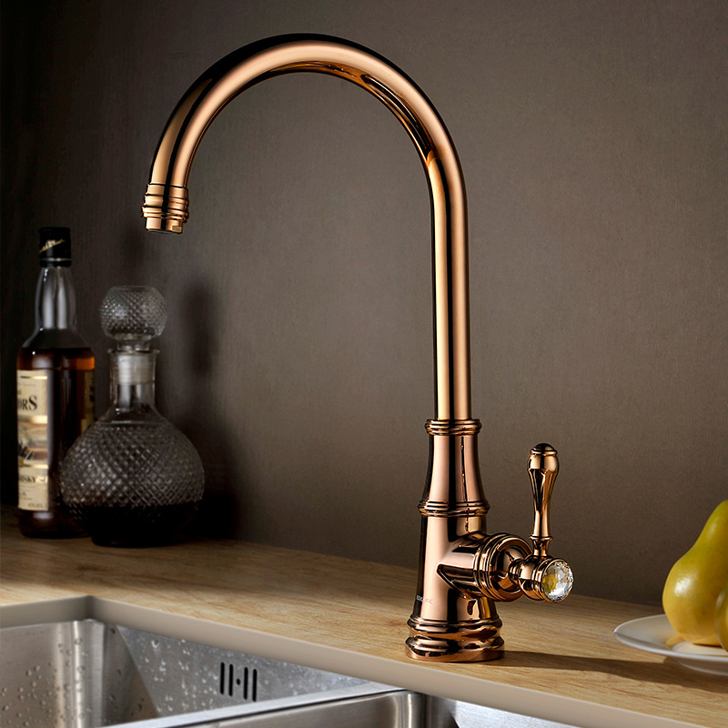 HIMARK cupc deck mounted single lever golden sink mixer tap modern single handle rose gold antique brass kitchen faucet