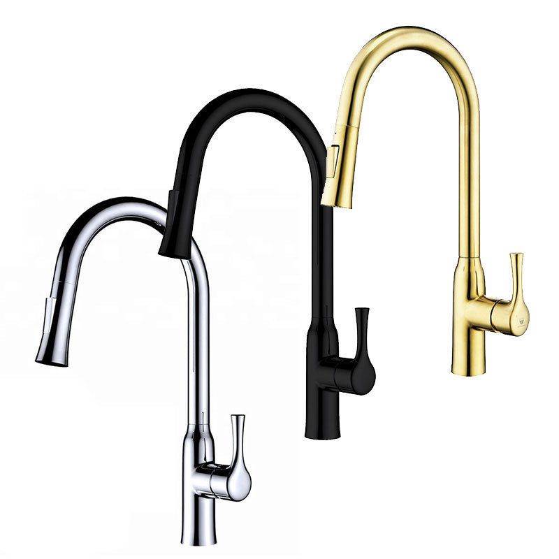 HIMARK upc single handle one lever pullout modern kitchen faucet brushed gold