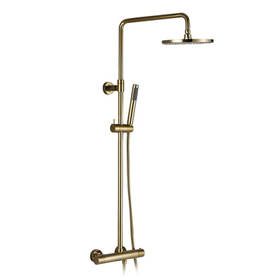 HIMARK modern smart bath shower faucet exposed gold thermostatic shower mixer double handle copper body shower faucet set