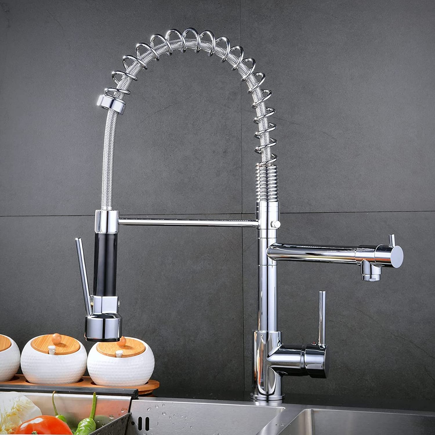 HIMARK modern brass single handle pull down mixer taps 2 way hot and cold water black gold spring pull out kitchen sink faucet