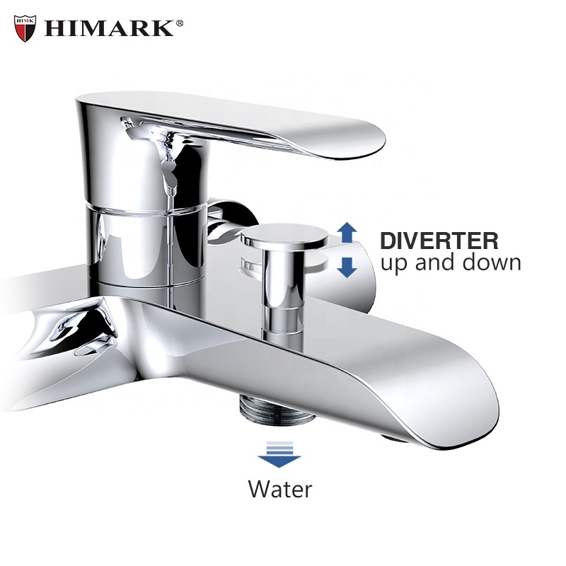 HIMARK modern chrome exposed brass bath taps black and gold wall mounted bathroom brass shower mixer faucets