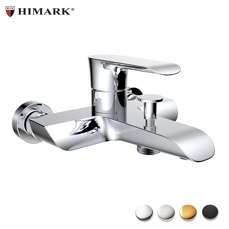 HIMARK modern chrome exposed brass bath taps black and gold wall mounted bathroom brass shower mixer faucets