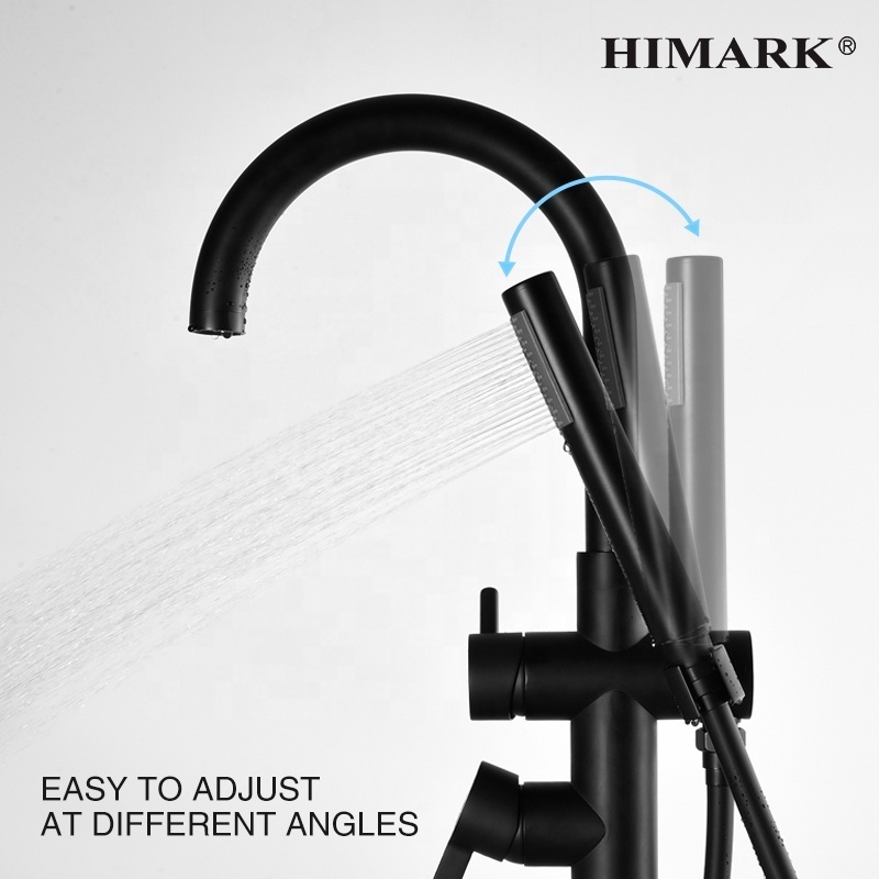 HIMARK modern bathroom floor mounted bath mixer tap brass gold free standing tub taps black freestanding bathtub faucet