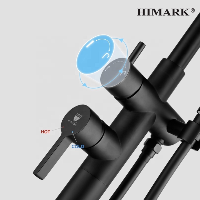 HIMARK modern bathroom floor mounted bath mixer tap brass gold free standing tub taps black freestanding bathtub faucet