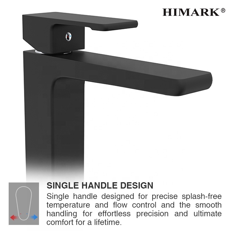 HIMARK modern high gold mixer tap single handle brass chrome wahs basin taps bathroom tall black vessel sink faucet