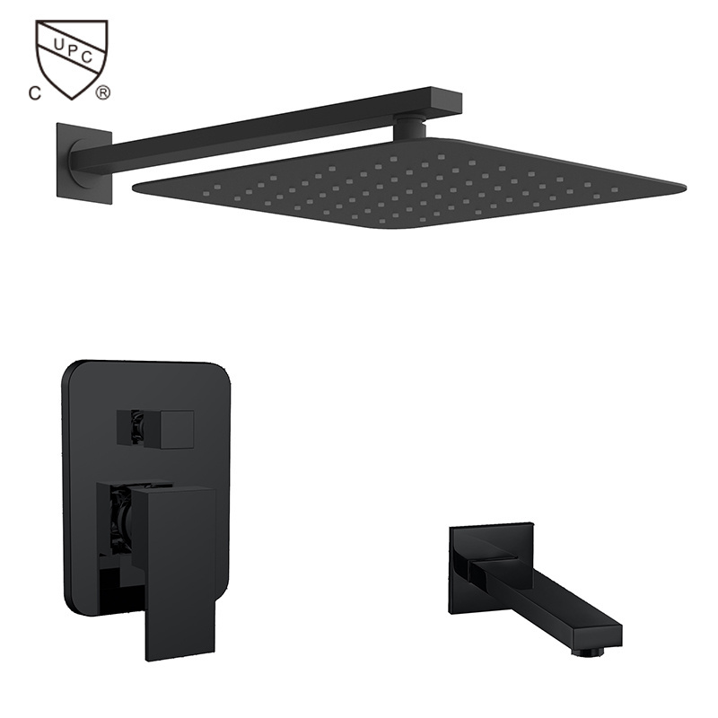 HIMARK CUPC UPC  2 function matte black in wall bathroom shower trim faucet with shower valve kit