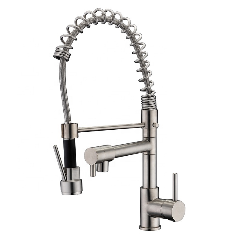 Fast Dispatch HIMARK brass chrome pull down hot cold cold mixer taps black white gold pull out spray spring kitchen sink faucet