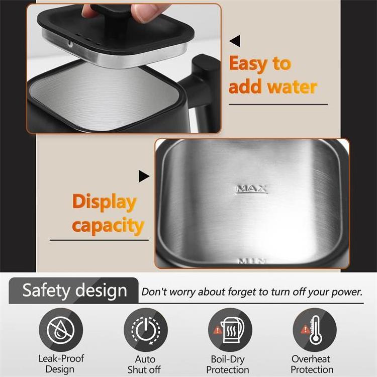 1l 1200w Tem Setting Gooseneck Coffee Kettle Electric Stainless Steel Gooseneck Electric Coffee Kettle For Pour Over Coffee