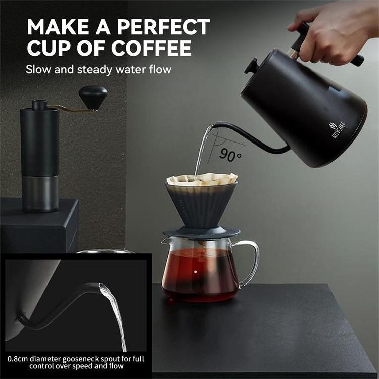 1l 1200w Tem Setting Gooseneck Coffee Kettle Electric Stainless Steel Gooseneck Electric Coffee Kettle For Pour Over Coffee