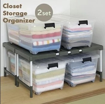 High Quality Japanese Adjustable Closet Rack Storage Plastic and Stainless Steel Pipe Organizer