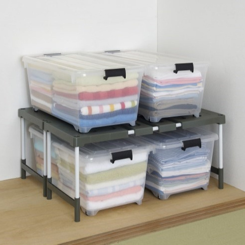 High Quality Japanese Adjustable Closet Rack Storage Plastic and Stainless Steel Pipe Organizer