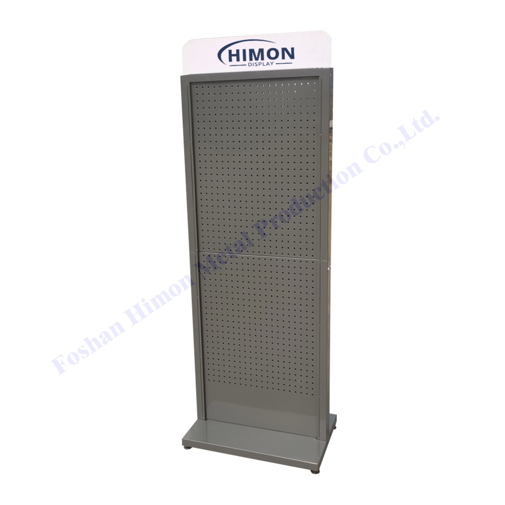 free standing small grocery store shop pegboard shelves hanging merchandise rack market display stand for sale