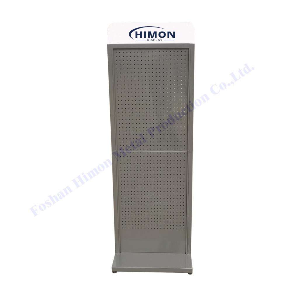 free standing small grocery store shop pegboard shelves hanging merchandise rack market display stand for sale