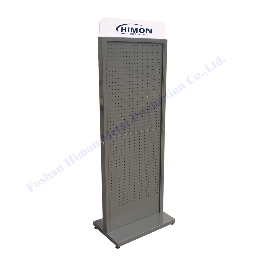 free standing small grocery store shop pegboard shelves hanging merchandise rack market display stand for sale