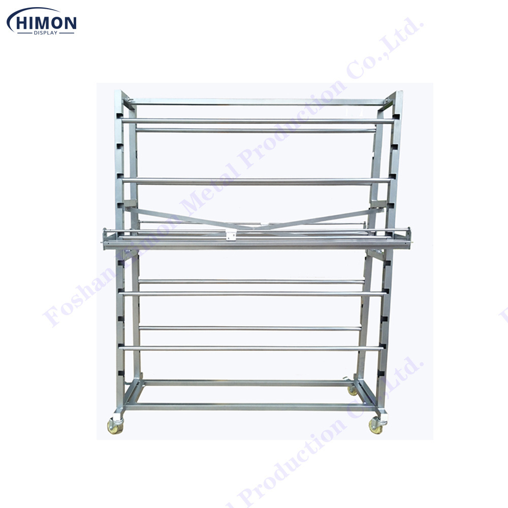 Double Sided Metal 10 Rolls Storage Stand For Heavy Weight Textile Fabric Roll Display Rack