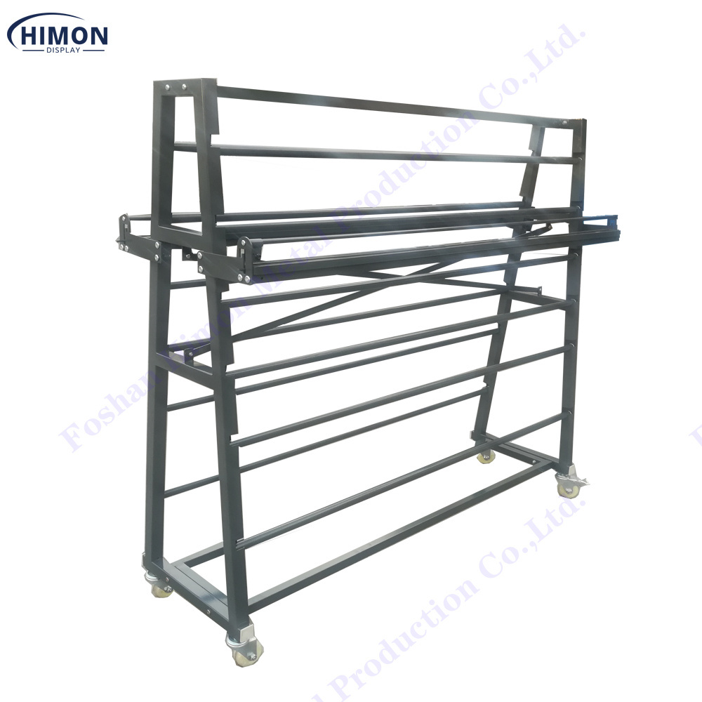 Double Sided Metal 10 Rolls Storage Stand For Heavy Weight Textile Fabric Roll Display Rack