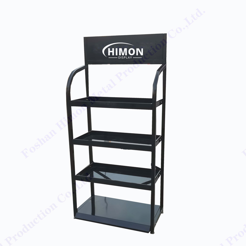 Retail Store Metal display Stand 4 Tiers Car Store Lubricants Motor Oil Display Rack For Sale