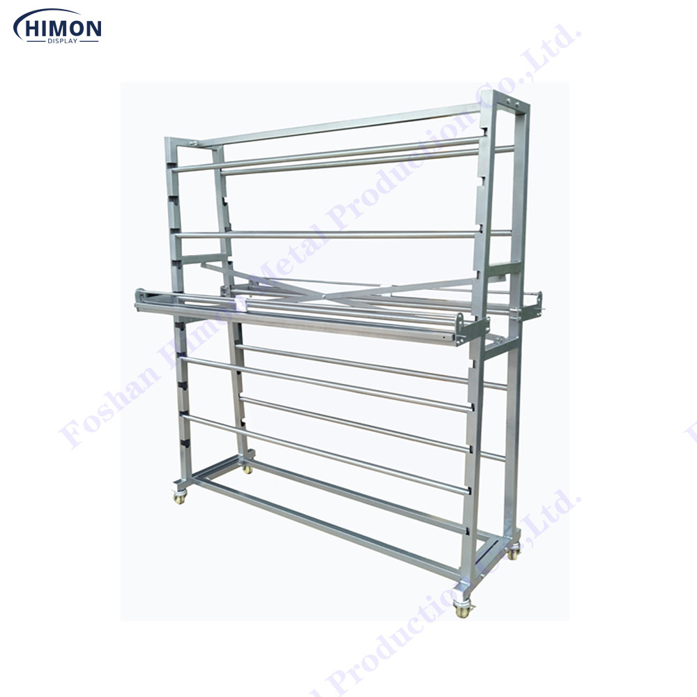 Double Sided Metal 10 Rolls Storage Stand For Heavy Weight Textile Fabric Roll Display Rack