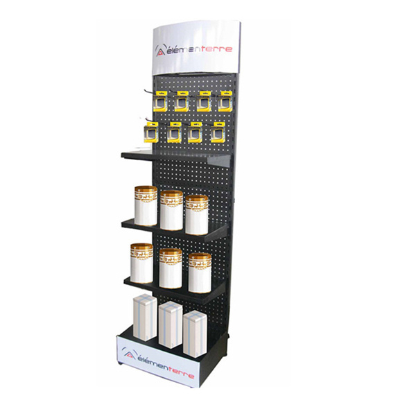 commercial retail store customized point of sale shop metal rack product floor pegboard stand display shelf unit