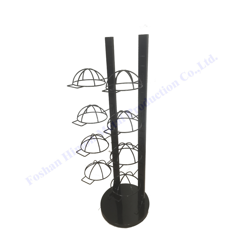 Retail store portable 4 tiers metal floor Wire Holder Rotating Retail for Hanging Cap Rack Display Stand