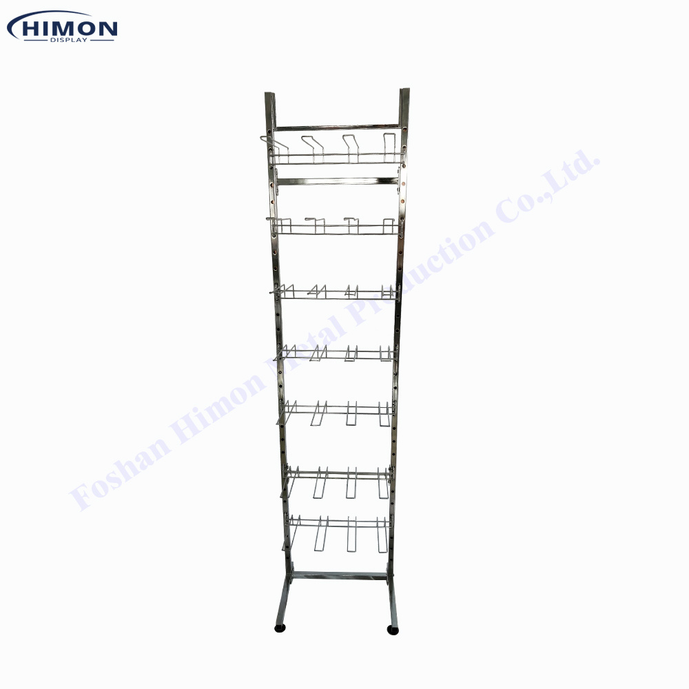 Best Selling Retail Store Grid Metal Wire Display Racks With Hooks Hat Socks Floor Standing Display Stand