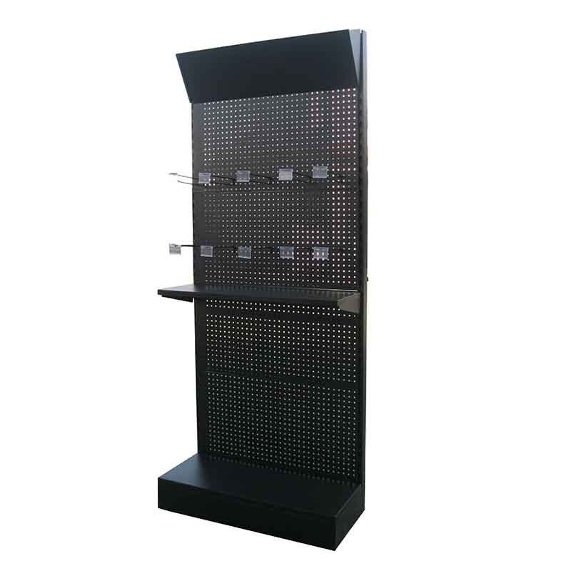 retail trade show metal hardware store peg board merchandising stand garden tools accessory display shelving exhibidor rack