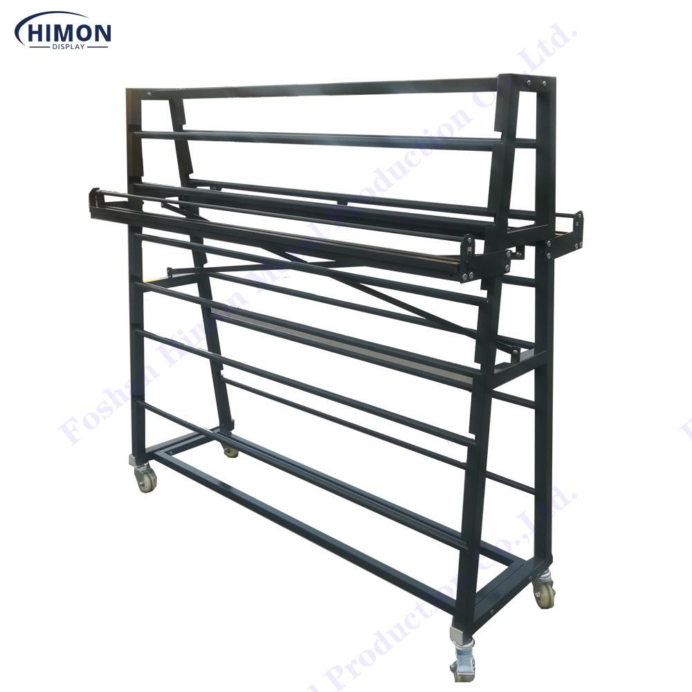 Double Sided Metal 10 Rolls Storage Stand For Heavy Weight Textile Fabric Roll Display Rack