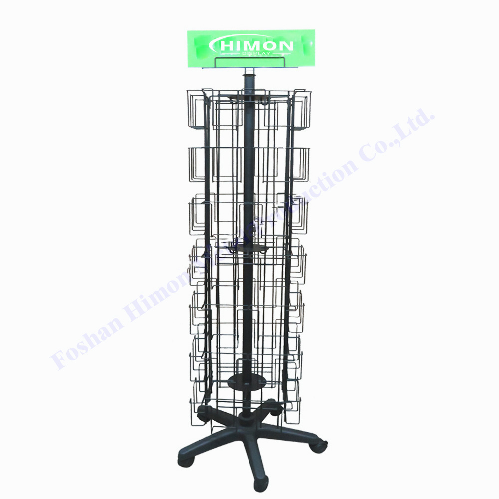 free standing retail floor metal wire 56 pockets rotating spinner seed package gift card postcard display stands rack