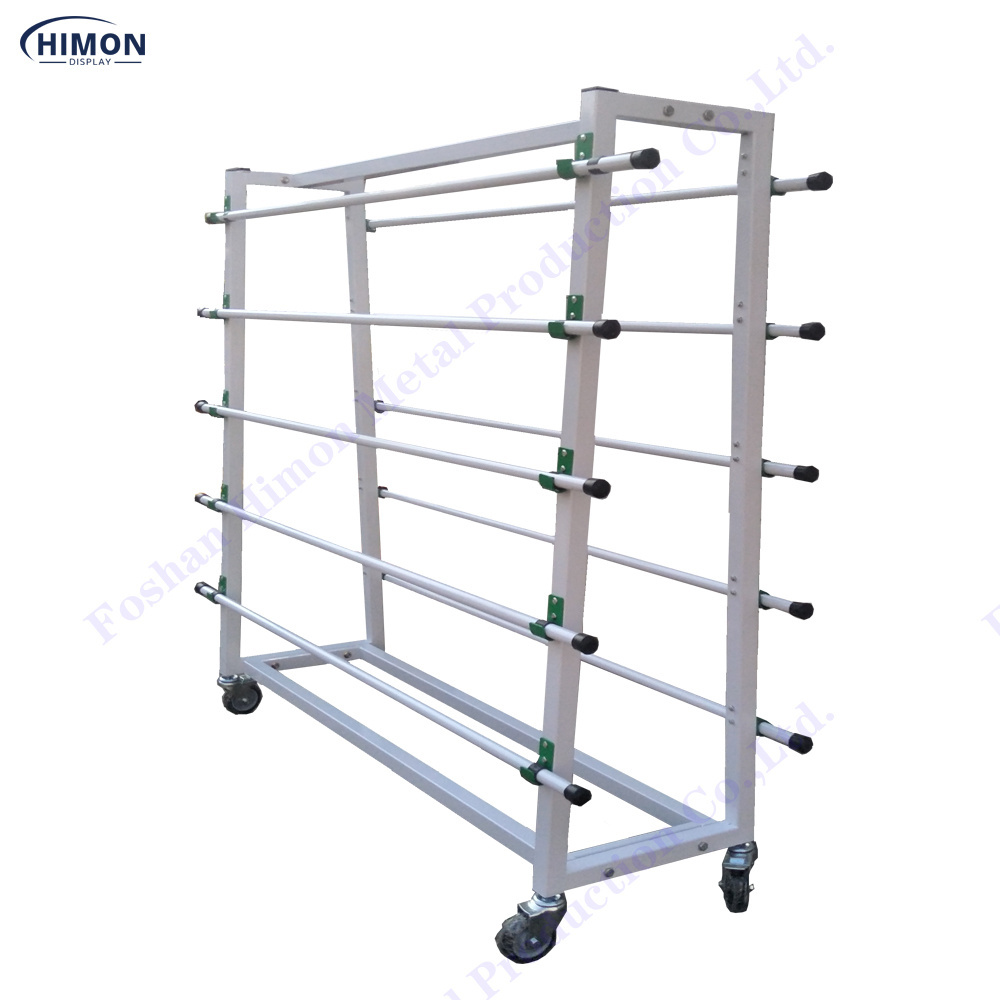 Commercial Free Standing With Knife Cut 10 Rolls Textile Carpet Fabric Rolls Display Stand Rack