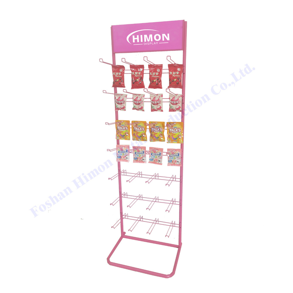 grocery store shop metal wire display rack hook hanging for package nuts and candy stand display