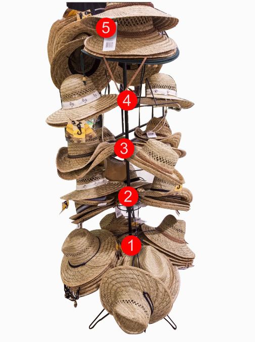 Retail store portable 6 tiers metal floor Wire Holder Rotating Retail Hanging Hat Cap Rack Display Stand