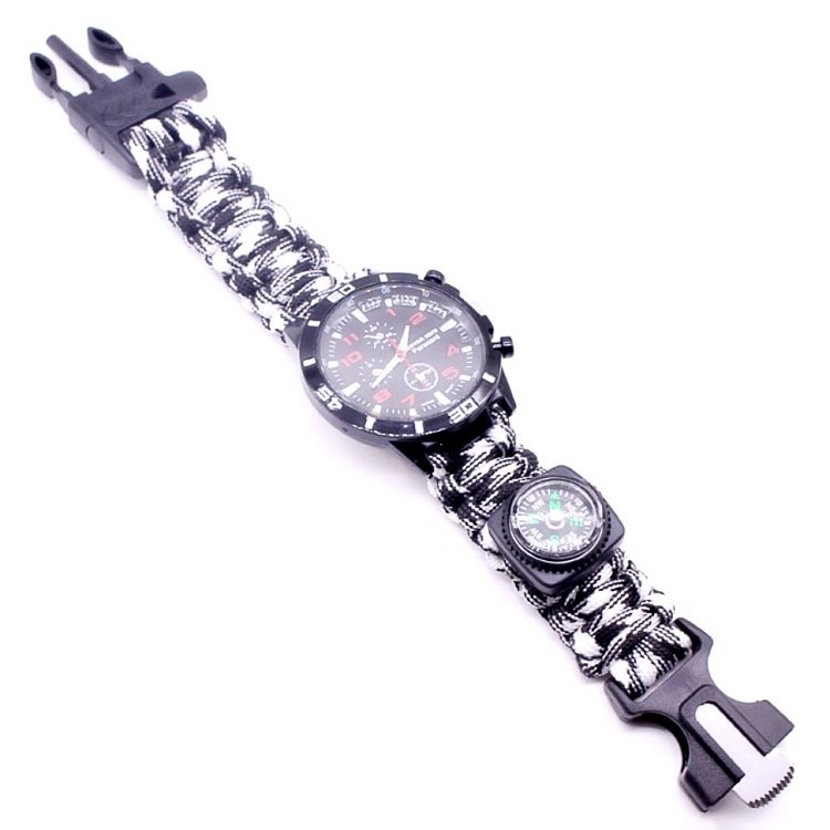 Custom Multifunction 550 Paracord Watch Outdoor Survival Watch Bracelet With Fire Starter