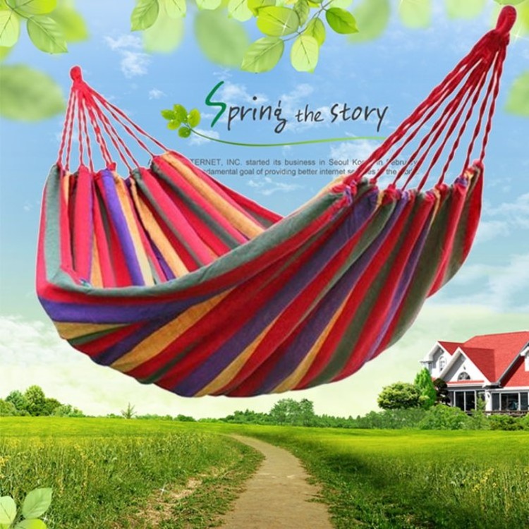 2023 Hot Selling Folding Double Canvas Hanging Outdoor Camping Canvas Hammock Portable