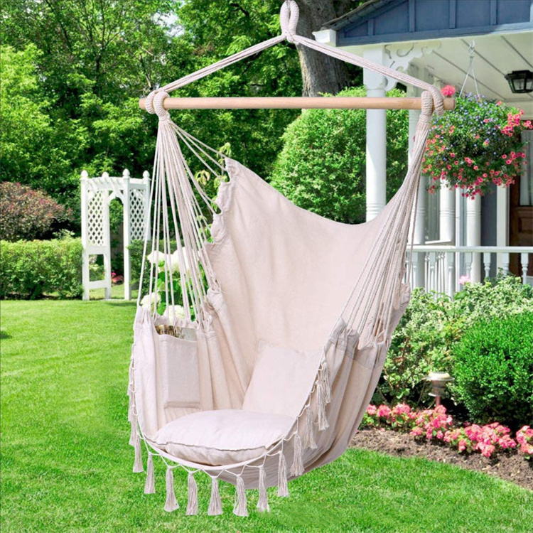 HOT Seller White Black Gray Hammock Hanging Swing Chair With Two Pillows Swing