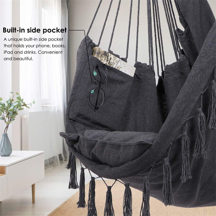 HOT Seller White Black Gray Hammock Hanging Swing Chair With Two Pillows Swing