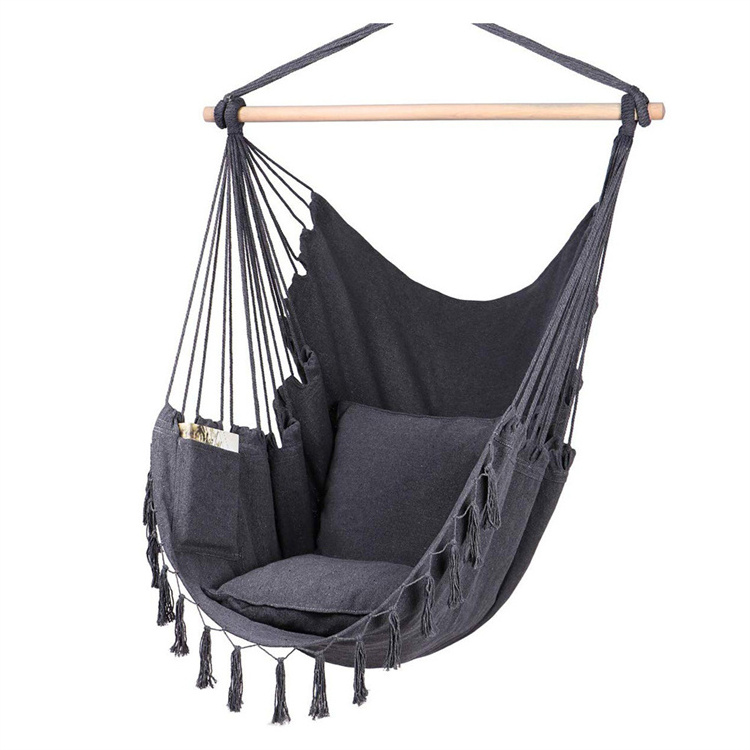 HOT Seller White Black Gray Hammock Hanging Swing Chair With Two Pillows Swing