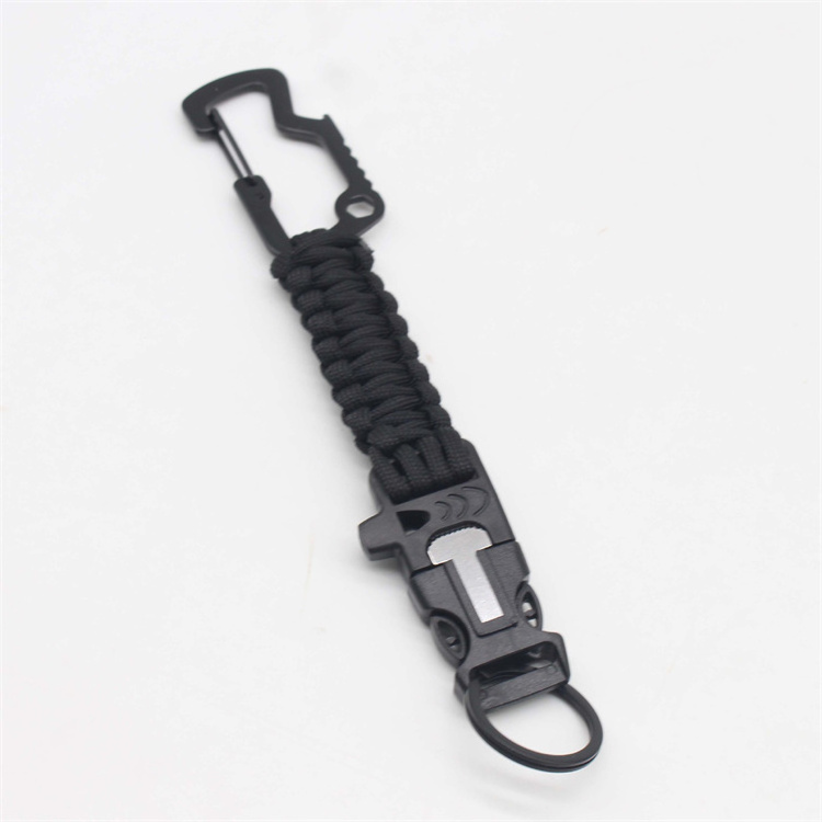 Camping Hiking Bag Accessories Braided Lanyard Utility Ring Hook Paracord 550 Keychain with Carabiner and Key Ring