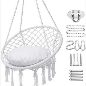 Hammock Chair Hanging Chair Swing with Heavy Duty Hanging Hardware Kit Indoor Macrame Swing Chairs Cotton Rope