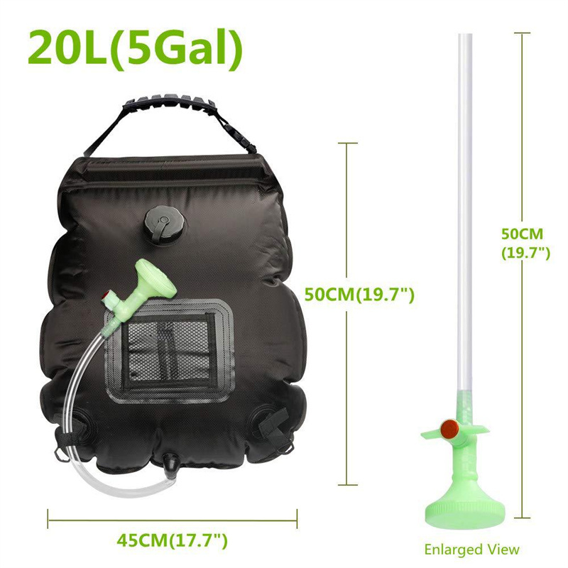 Wholesale 20L Portable Camping PVC Shower Bag 5 Gallons Heating Pipe Bag Solar Water Heater Outdoor Camping gear