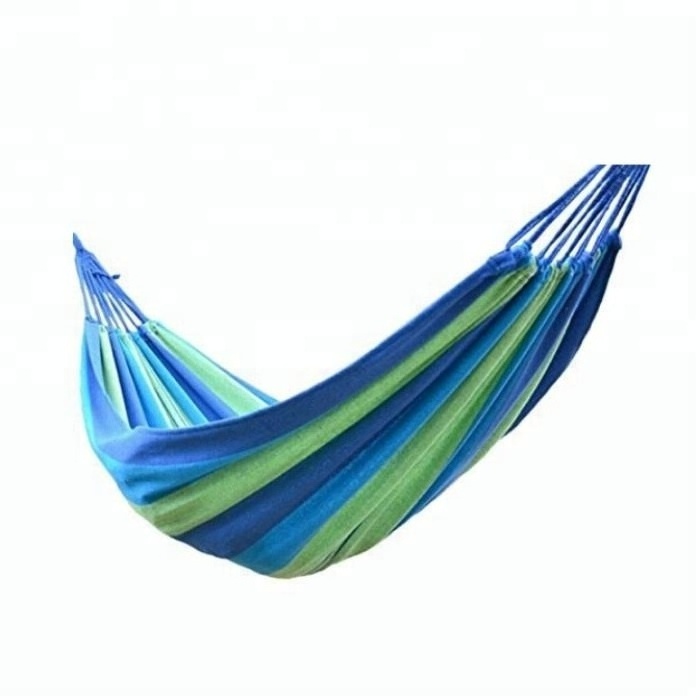 Blue Single Person Canvas Cotton Hammock Swing For Indoor and Outdoor