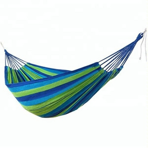 Blue Single Person Canvas Cotton Hammock Swing For Indoor and Outdoor