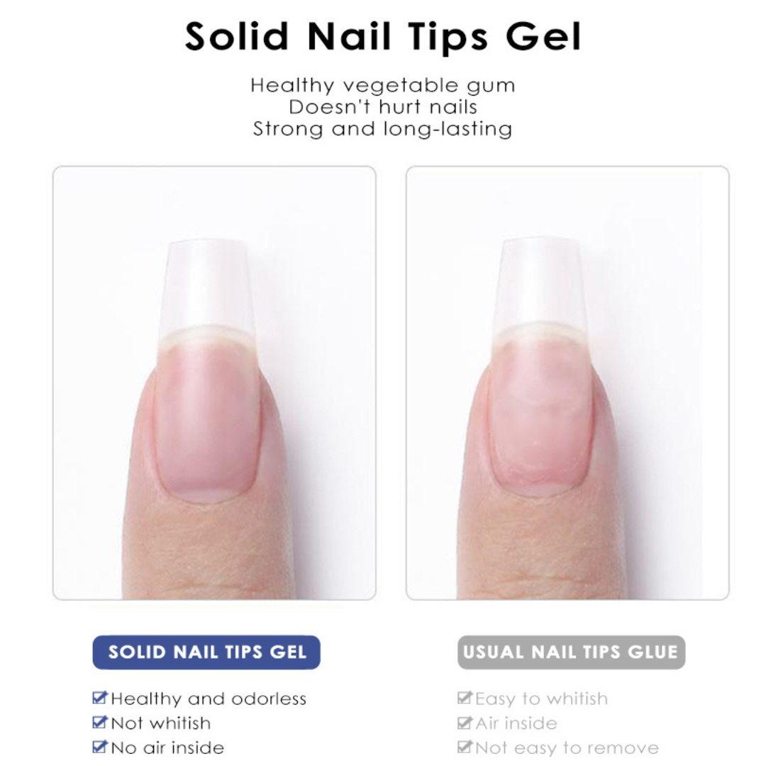 Waterproof Solid Gummy Nail Tips Glue Gel Press On Extra Strong For Long Lasting Full Cover Fake Nails Tips