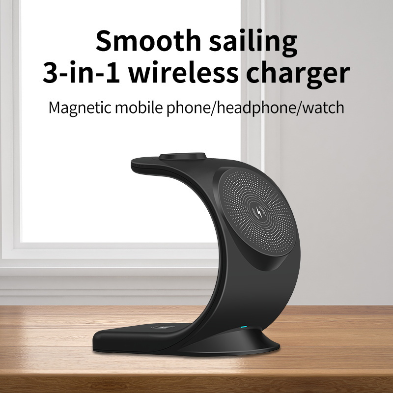 Wireless Charging Stand Portable Wireless Phone Charger Best Seller 15W 3 in 1 for Iphone Mobile Phone Qi ABS 5W 3W Qix