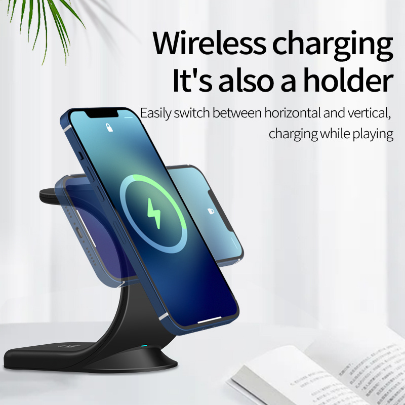 Wireless Charging Stand Portable Wireless Phone Charger Best Seller 15W 3 in 1 for Iphone Mobile Phone Qi ABS 5W 3W Qix